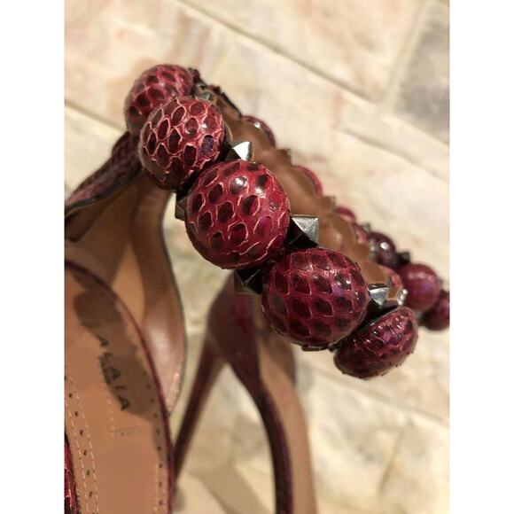 Alaia Bombe 110mm Red Snakeskin Studded Ankle Strap Sandal Heel Pumps Shoe 36 - Picture 6 of 8